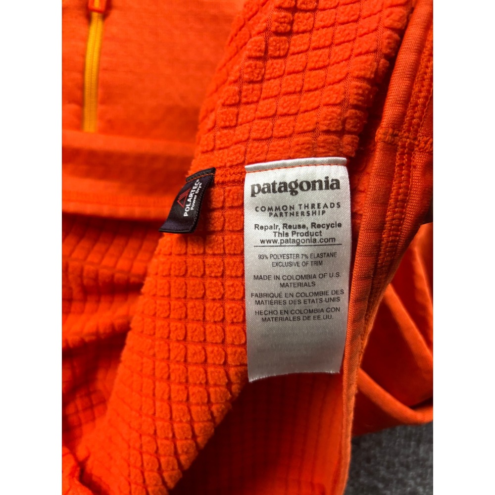 Patagonia R1 Pullover Hoody Mens XL Orange Polartec Grid Fleece Midlayer - Picture 7 of 8
